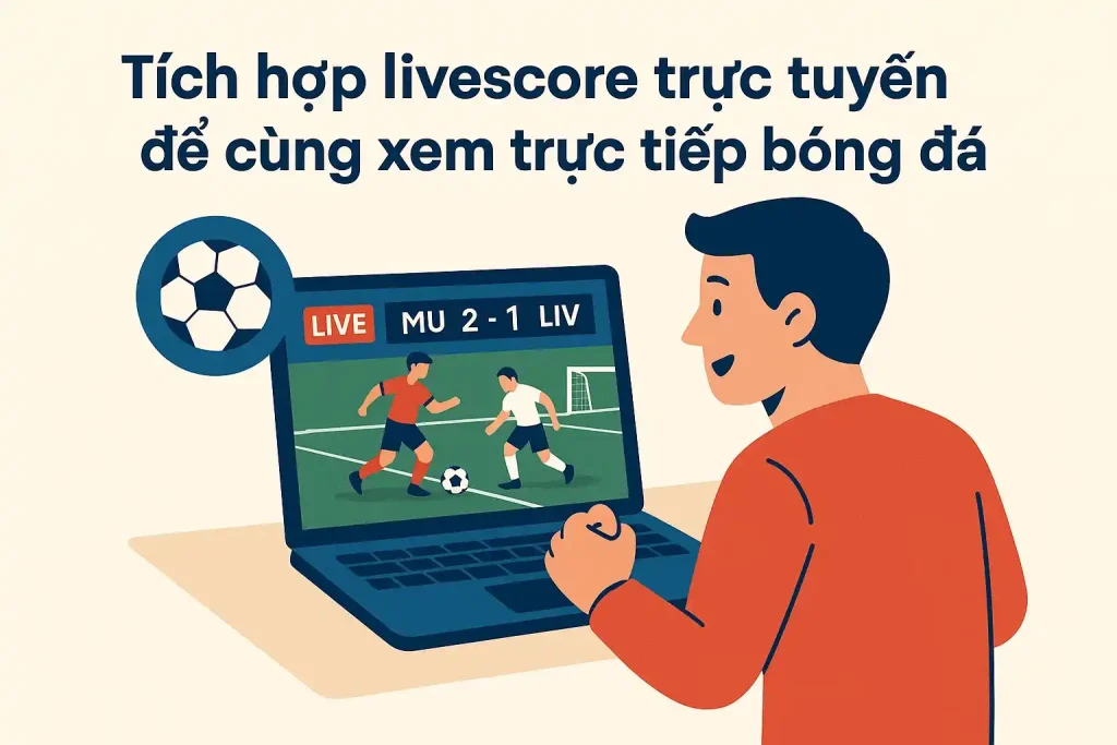 Tích hợp livescore trực tuyến để cùng xem trực tiếp bóng đá